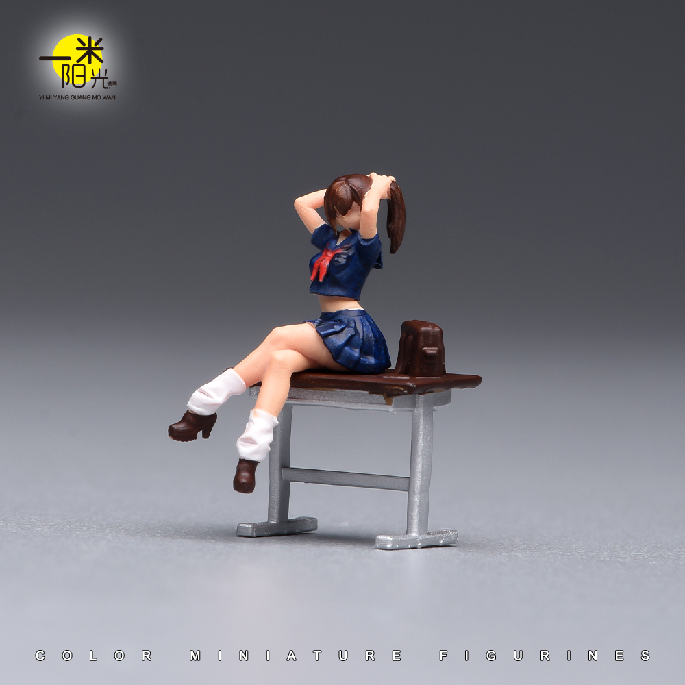 Desk Setup With Tv - Geschilderde miniatuur 1/87 1/64 Japanse studentenbureau