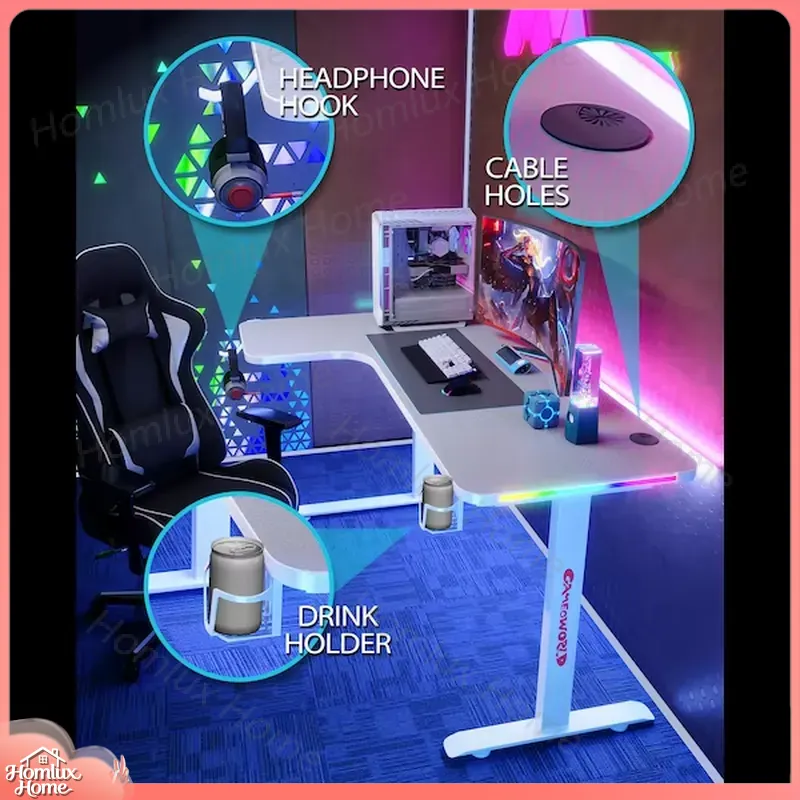Grote L-vormige RGB LED gaming - Desk Setup L Shaped recensie en prijs